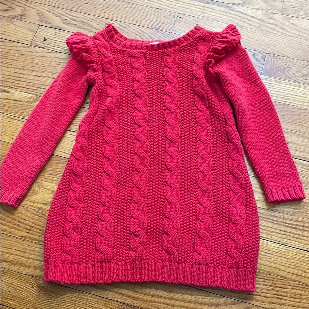 Red Cable Knit Sweater Dress - Picture 1 of 6